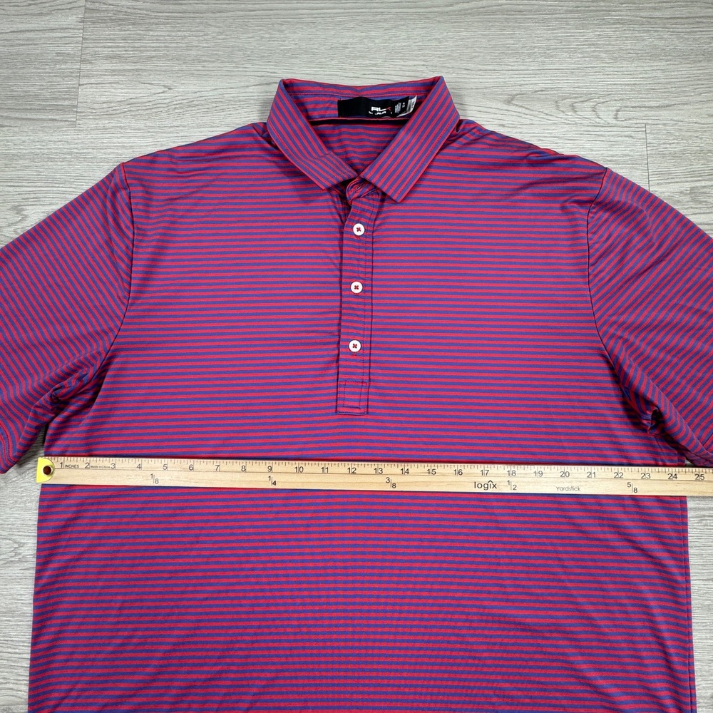 RLX Ralph Lauren Men's Polo Shirt Striped Blue Red XL Short Sleeve Performance - Picture 4 of 7